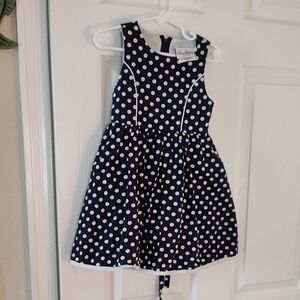 Classic Navy Polka Dot Kids Dress
